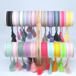 Bohemia Colorful Woven Webbing Hand Rope For Women HandmadeTassel Adjustable Bracelet Fashion Friendship Jewelry Wholesale Gift
