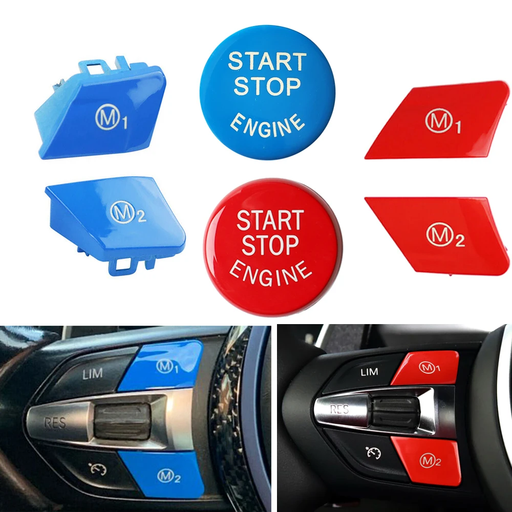 عجلة توجيه سيارة بدء إيقاف M1 M2 زر استبدال غطاء صالح لسيارات BMW M3 M4 M5 M6 X5M X6M F20 F22 F30 F32 F80 F82 F87