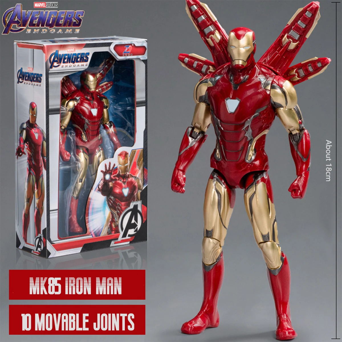 Marvel Avengers Iron Man Spider Man Captain America 7inches Action Figure Genuine Authorized Collect Model Ornaments Boy Toys