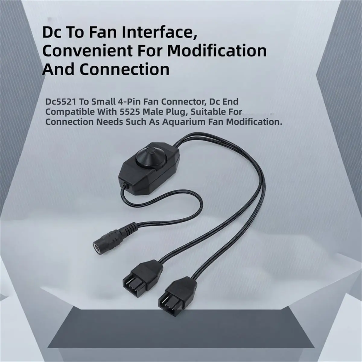 DC 5521 to Dual 4PIN Fan Stepless Speed Control Cable with Switch for Aquarium Cooling Fans Modified Connecting