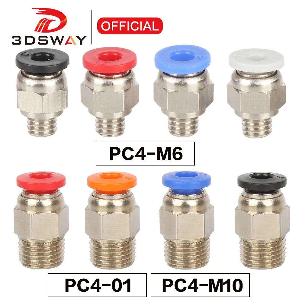 【セール中】PC4-M6/M10 空気圧フィッティング Creality Ender 3Pro/V2 Ender5 Pro/Plus CR-10 3D プリンタ部品 PTFE チューブプッシュインクイックコネクタ