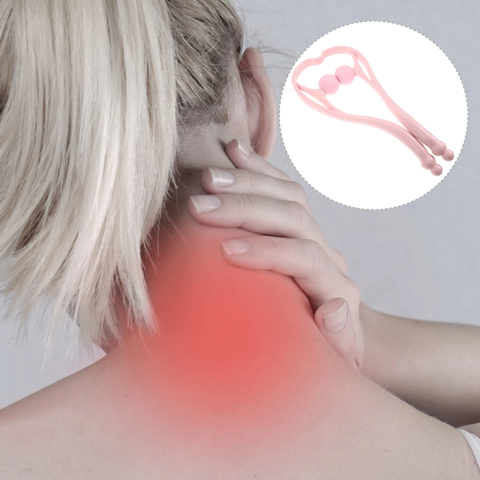 

Neck Massager For Pain Relief Ergonomic Handheld Roller Deep Tissue Self-Massage Tool Shoulder Back Waist Legs Therapy Pink