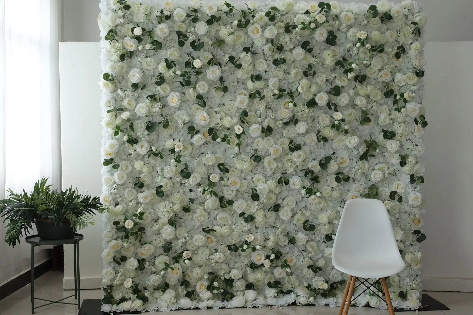 

Luxury White 5D Cloth Flower Wall Wedding Backdrop Props Rose Hydrangea Greenery Arrangement Curtain Hanging Fabric Floral wall