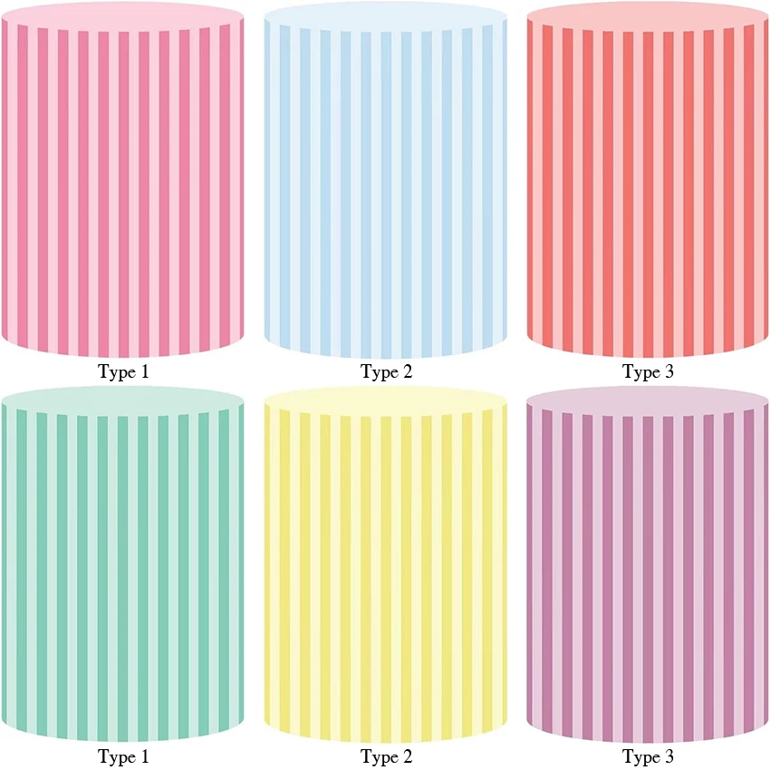 Stripes Round Pedestal Covers for Birthday Party Wedding Baby Shower Bridal Shower Decoration,Plinth Cylinder Cover with Elastic