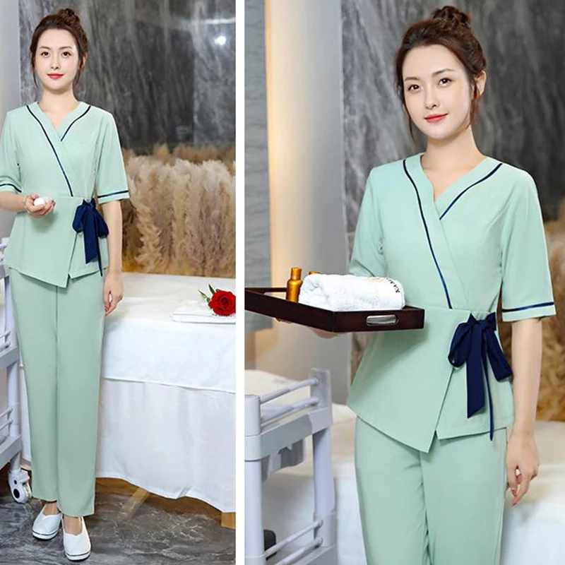 Women Beauty Salon Working Uniform Top Pants SPA Club Waitress Work Uniform Hotel Massage Overalls Therapist Profession Suits