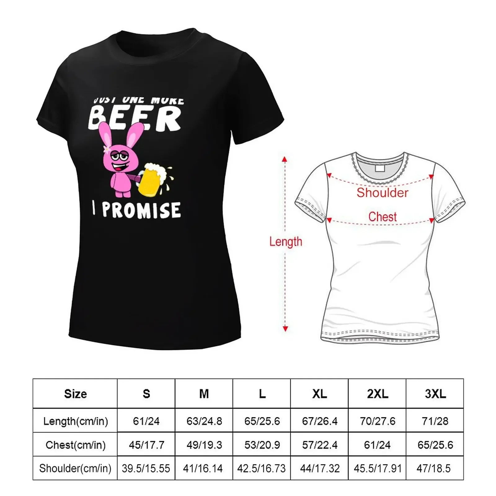 Just One More Beer I Promise Pink Drunken Rabbit With A Beer T-shirt Female clothing tops Blouse Women t-shirts