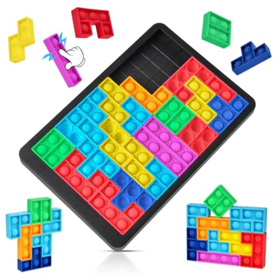 

Pop Puzzle Popper Fidget Game, Push Pop Brain Teasers Toy, Silicone Jigsaw Building Blocks Game Board, Educational Learning Puz