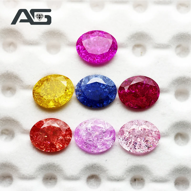 ألوان جديدة قطع بيضاوية متصدعة قطع الجليد أحجار اكسيد الالمونيوم أحجار كريمة مفكوكة لصنع المجوهرات