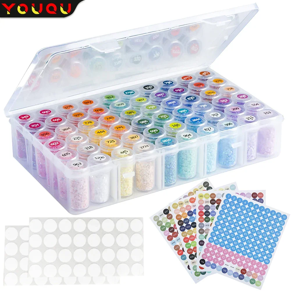 YOUQU 60 Bottles of Diamond Painting Tools Accessories Storage Box Bead Container Diamond Embroidery Accessories