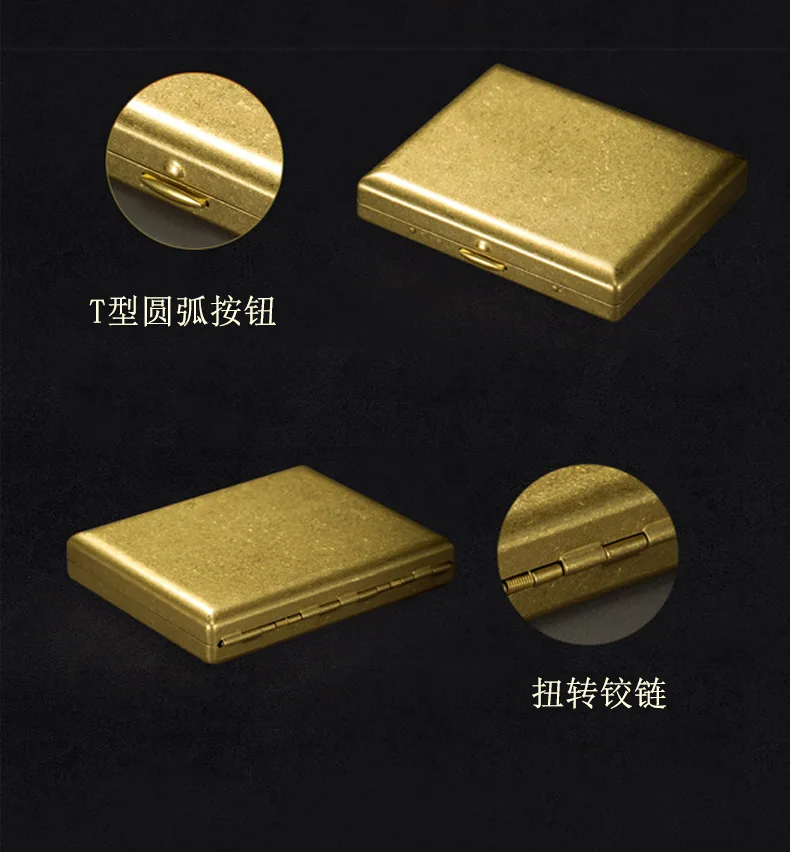 Antiqued Style Thick Cigarette Box Case Tobacco Container Box Cig Cigar Holder Box Storage Case with 2 Clips 20Pcs Capacity