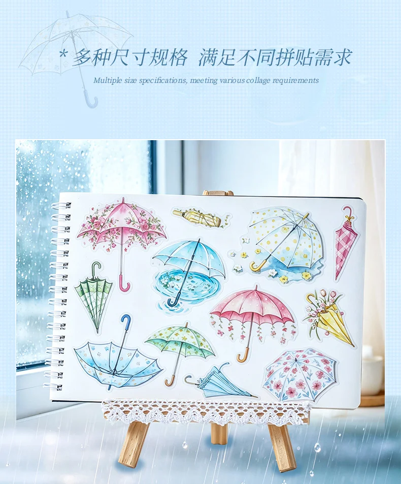Journal GO 30 Stück Niedliche Regenschirm-Aufkleber für Kinder Geschenk Schreibwaren Scrapbooking Sticker Collage Jun Journal Zubehör – Detail 3