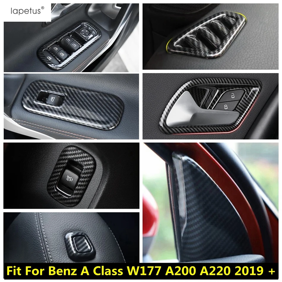 

Window Lift / Handle Bowl / Door Armrest Panel Cover Trim Carbon Fiber Accessories For Benz A Class W177 A200 A220 2019 - 2024