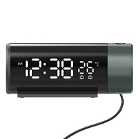 Projection Alarm Clock LED Projector Thermometer Desk Bedroom Bedside 180° Rotation Digital Dual Alarm Clock USB Phone Charge