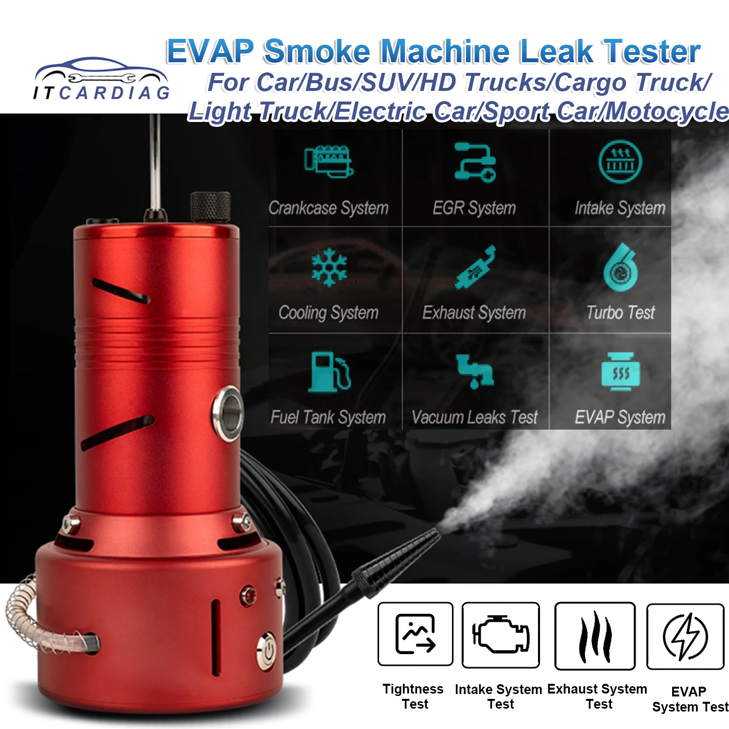 

Smoke Machine Automotive Leak Detector 12V EVAP Smoke Leak Tester Machine Vacuum Fuel Pipe Oil Leakage Detector Auto Diagnostic