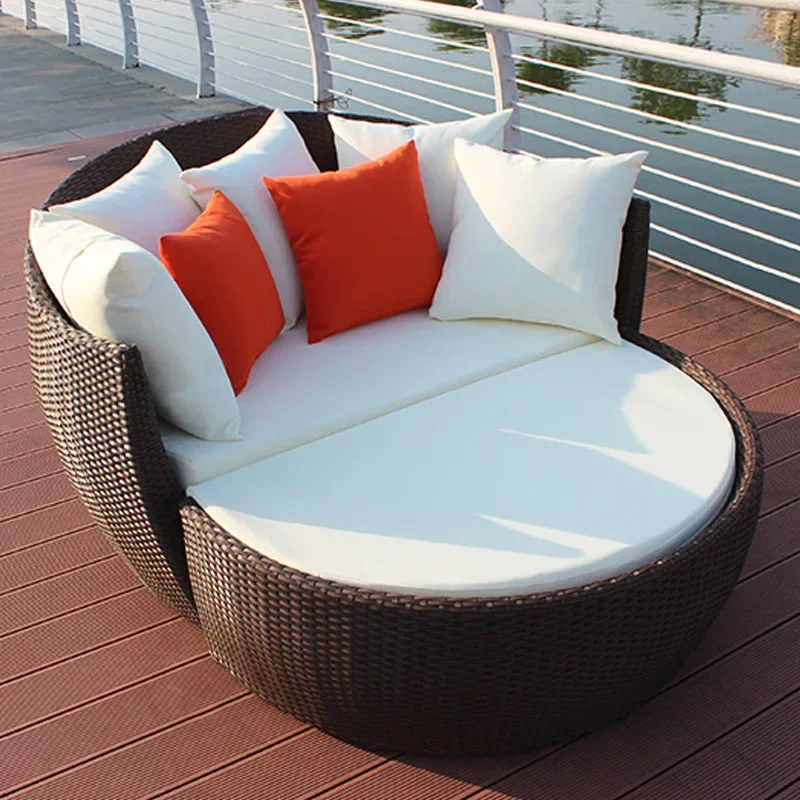 Courtyard Terrace Outdoor Rattan Lounging Pool Beach Loungers Outdoor Courtyard
