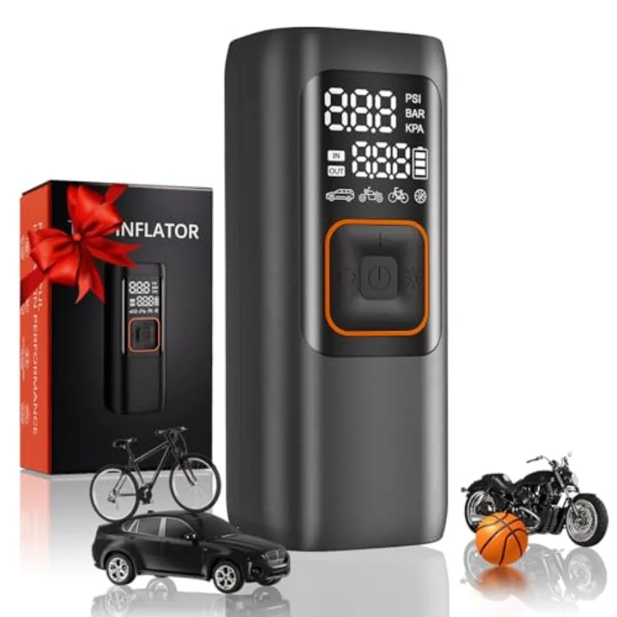 200PSI Tire Inflator Portable Air Compressor Digital Tire Pump Cordless Air Pump for Car Tires Auto Shutoff LED Light Electric