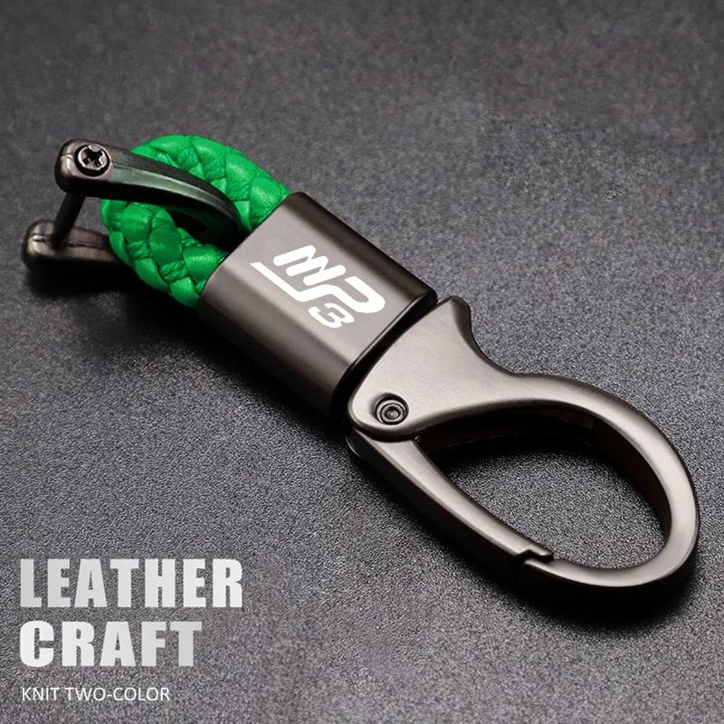 For Piaggio MP3 250 300 500 MP3300 MP3500 HPE Sport Scooter 2022 2023 New Motorcycle Hand Woven Leather Keychain Metal Keyring