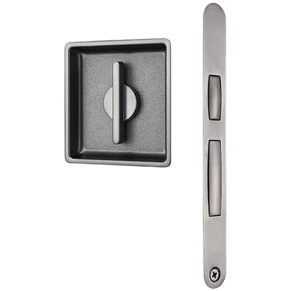 Zinc Alloy Concealed Door Lock with Sliding Door for Indoor Wooden Doors Matte Black Light Grey Finish Zinc Alloy