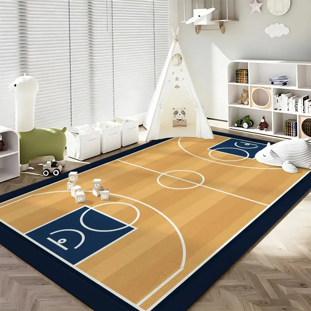 Basketball Home Court Retro Sports Graphic Design Floor Mat Soft Flannel Non Slip Absorbent Entryway Bathroom Bedroom Garage