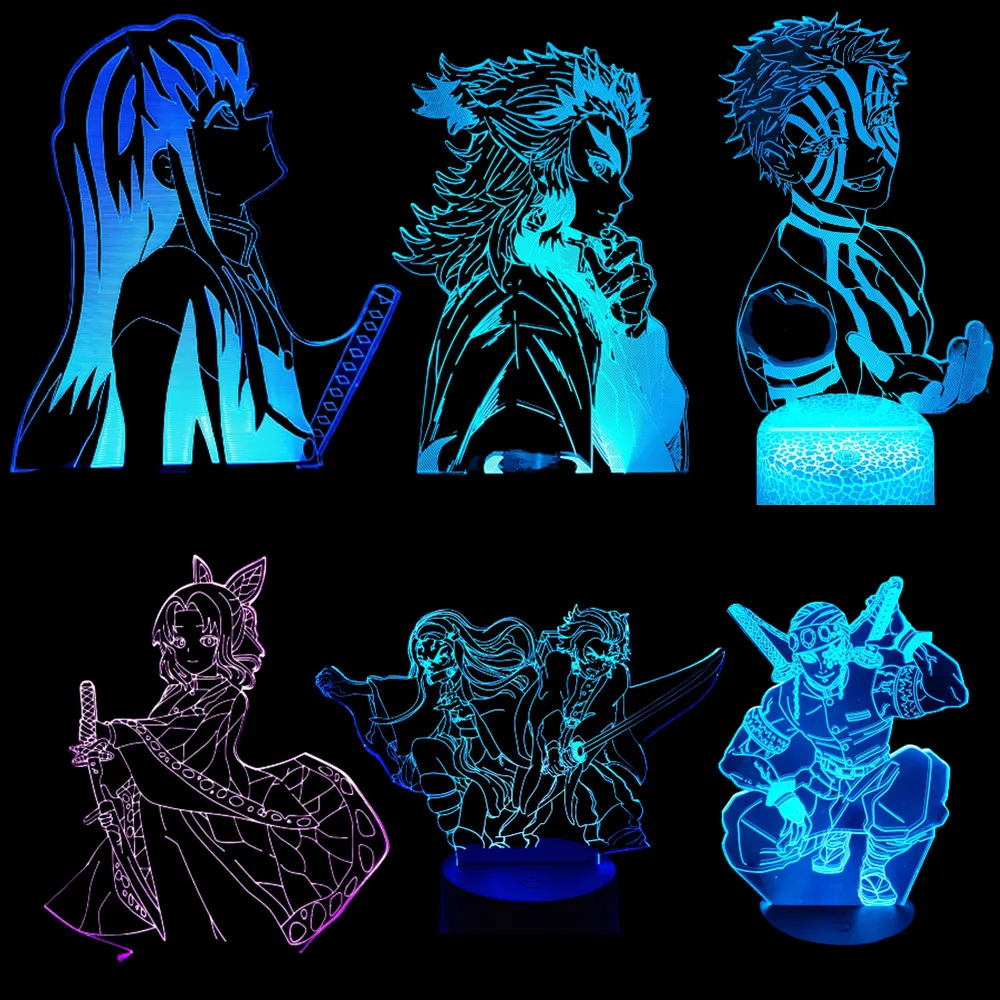 Demon Slayer Nezuko Tanjirou Zenitsu Cartoon 3D Night Lights Kimetsu no Yaiba Akaza LED Figure Night Lamp Anime Nightlights