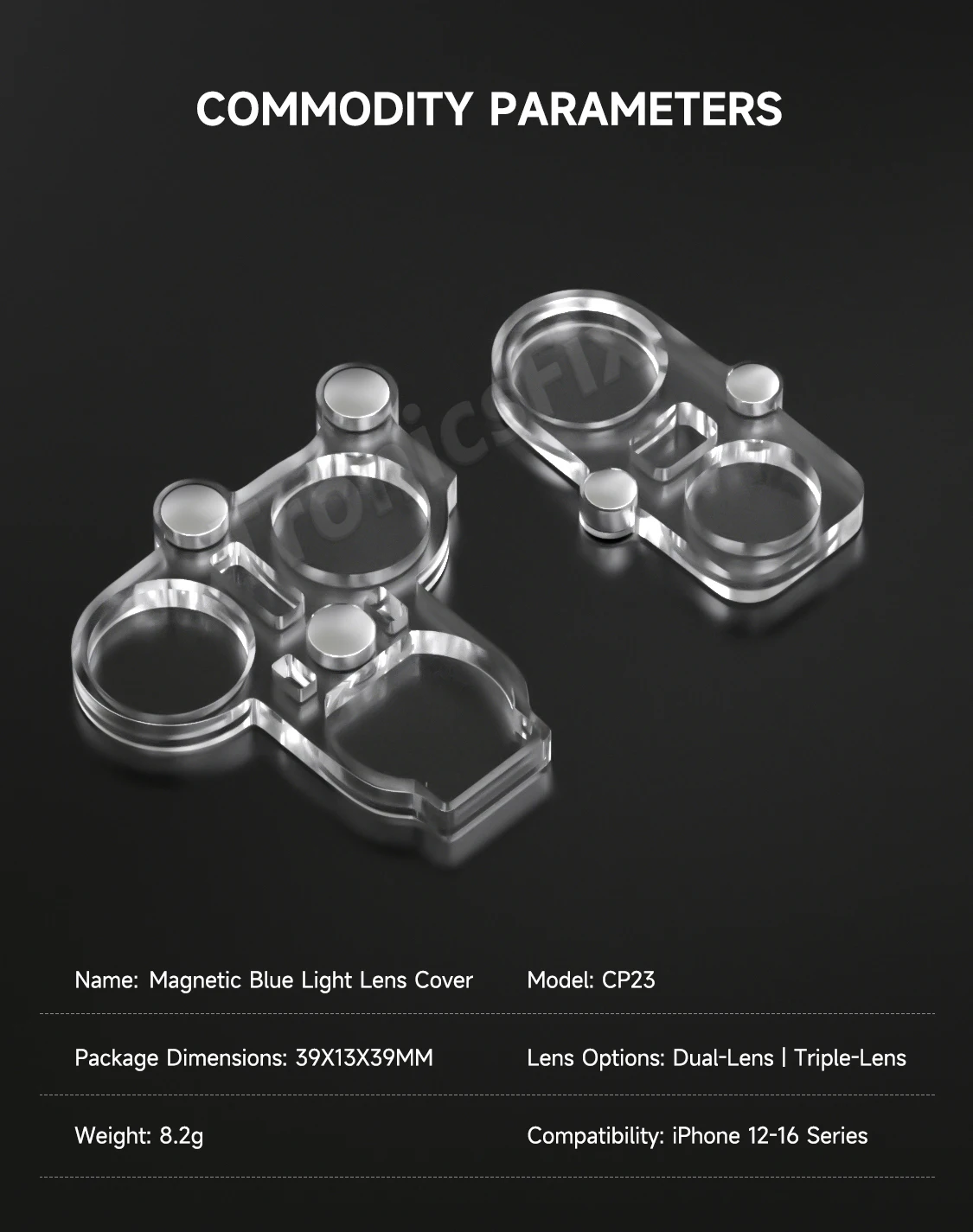 MECHANIC CP23 Magnetic Blue Light Lens Cover - Full Coverage Scratch-Resistant Protective Case for iPhone 12-16Promax