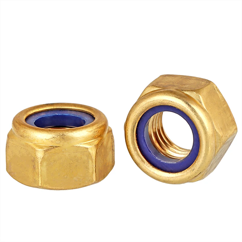 1~10pcs M4 M5 M6 M8 M10 M12 Copper Brass Hex Hexagon Nylock Locknut Nylon Insert Self Lock Nut