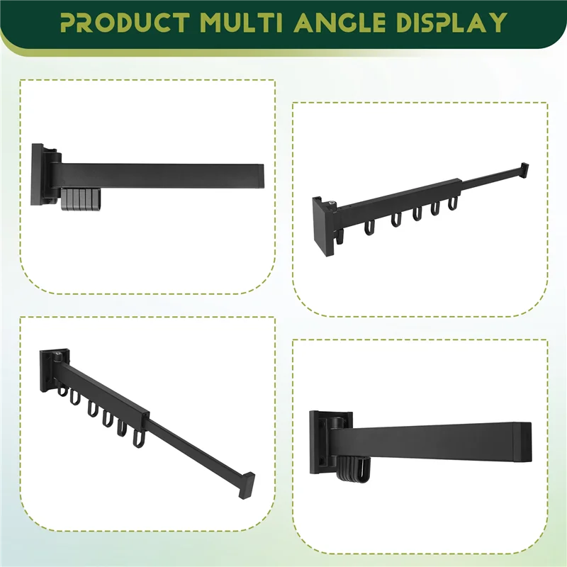 

A47U Folding Clothes Hanger Wall Mount Retractable Cloth Drying Rack Aluminum Laundry Clothesline Space Saving Drying