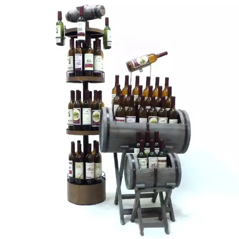 Creative wooden three-layer wine display stand nightclub display stand