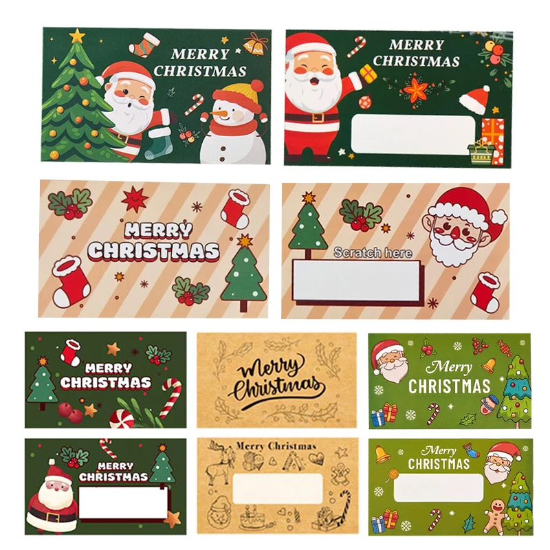 مجموعة بطاقات خدش عيد الميلاد مكونة من 30 قطعة، قسائم هدايا ذاتية الصنع مع جوائز ألعاب حفلات الأعياد الممتعة بنمط سانتا كلوز والشجرة #1