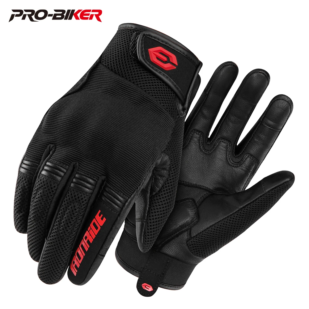 

2024 Sheepskin Motorcycle Gloves Wear-resistant Motorcycle Touchscreen Gloves Knight Riding Breathable Protective Gloves Summer