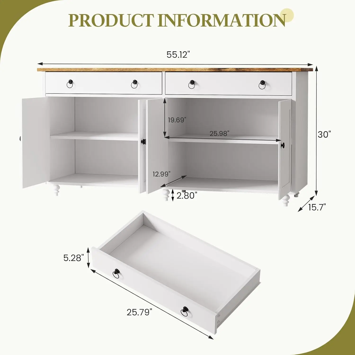 Buffet Cabinet with Storage, 55