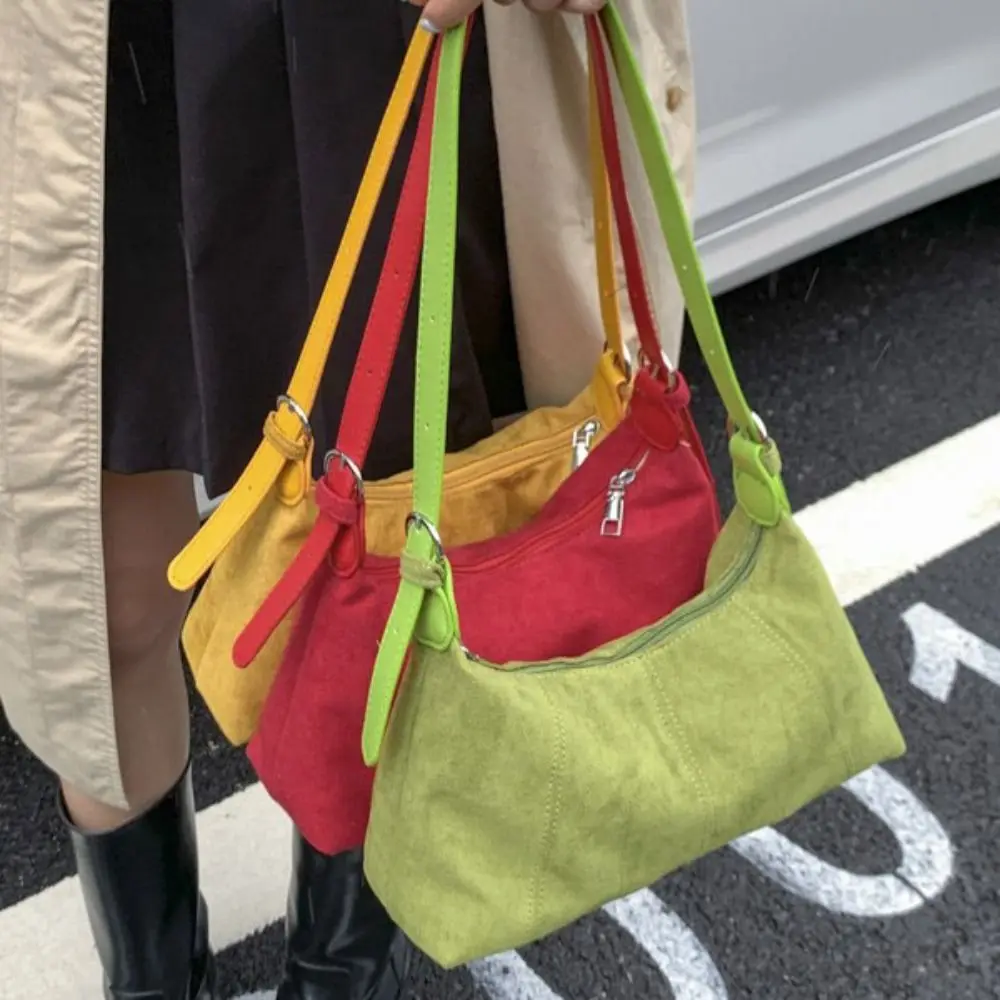 

Shoulder Bag Suede Pillow Handbag Handbag Large Capacity Slouchy Hobo Bags Candy Color Korean Style Solid Color Tote Bag Girls
