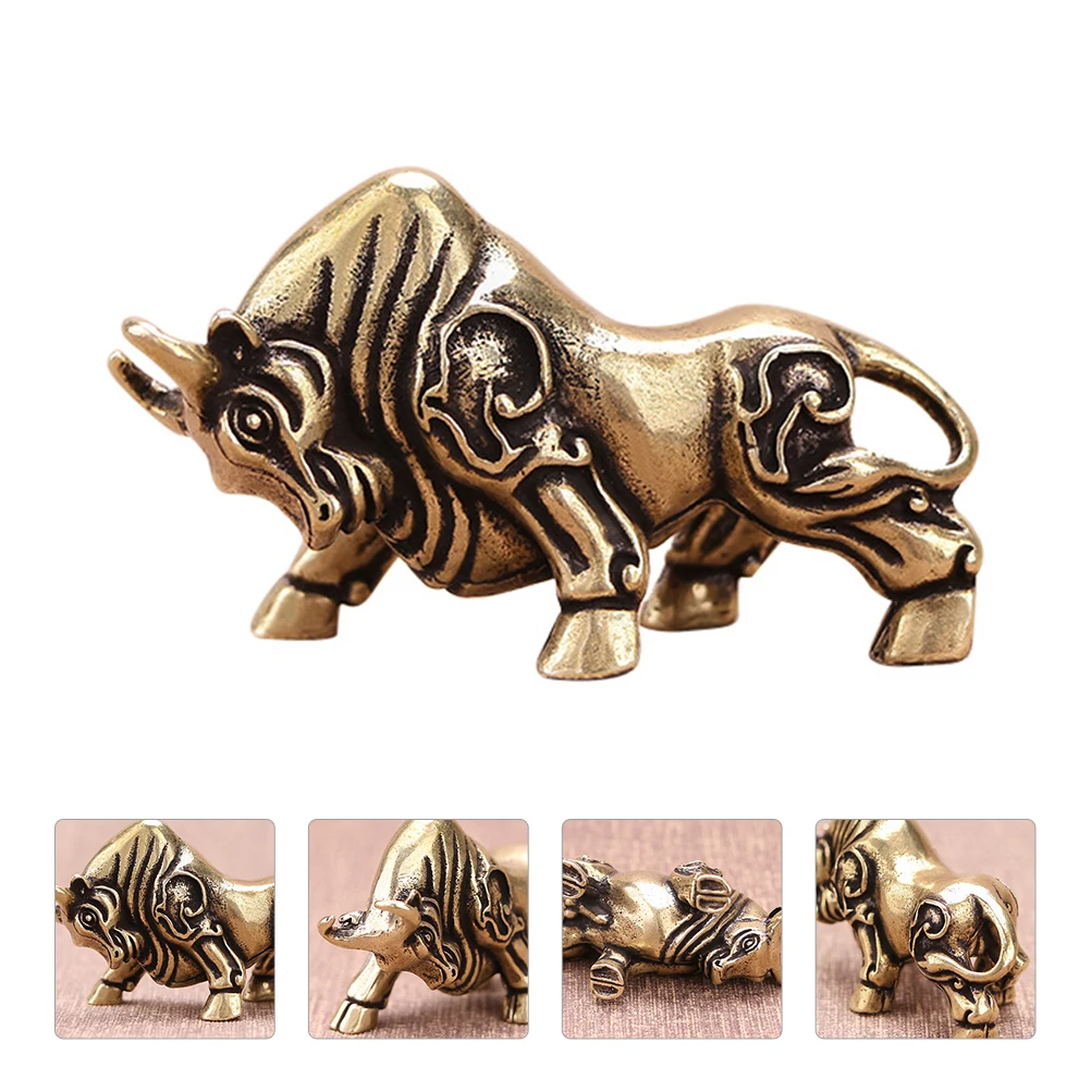 

Copper Bull Ornament Brass Home Desktop Decor Shape Decoration Golden Small Portable Figurine Lightweight
