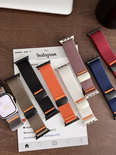 Correa magnética para Apple Watch Band 49mm 45mm 46mm 44mm 42 41 40mm Correa deportiva de nailon IWatch Ultra2 10 9 8 7 6 5 4 SE