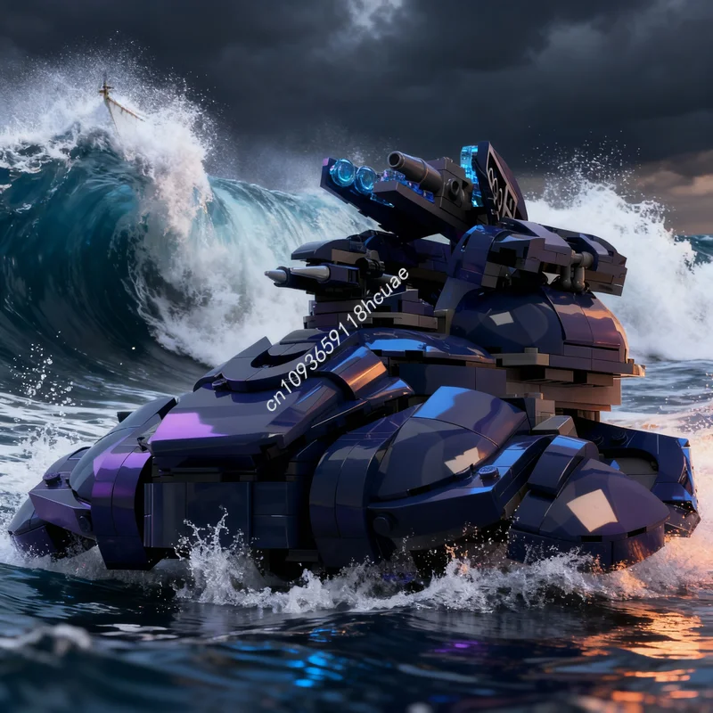 813pcs MOC Space Zurdo Pattern Wraith Mortar Tank Halo Model Building Blocks Toys Architecture Christmas Gifts Brick Birthday