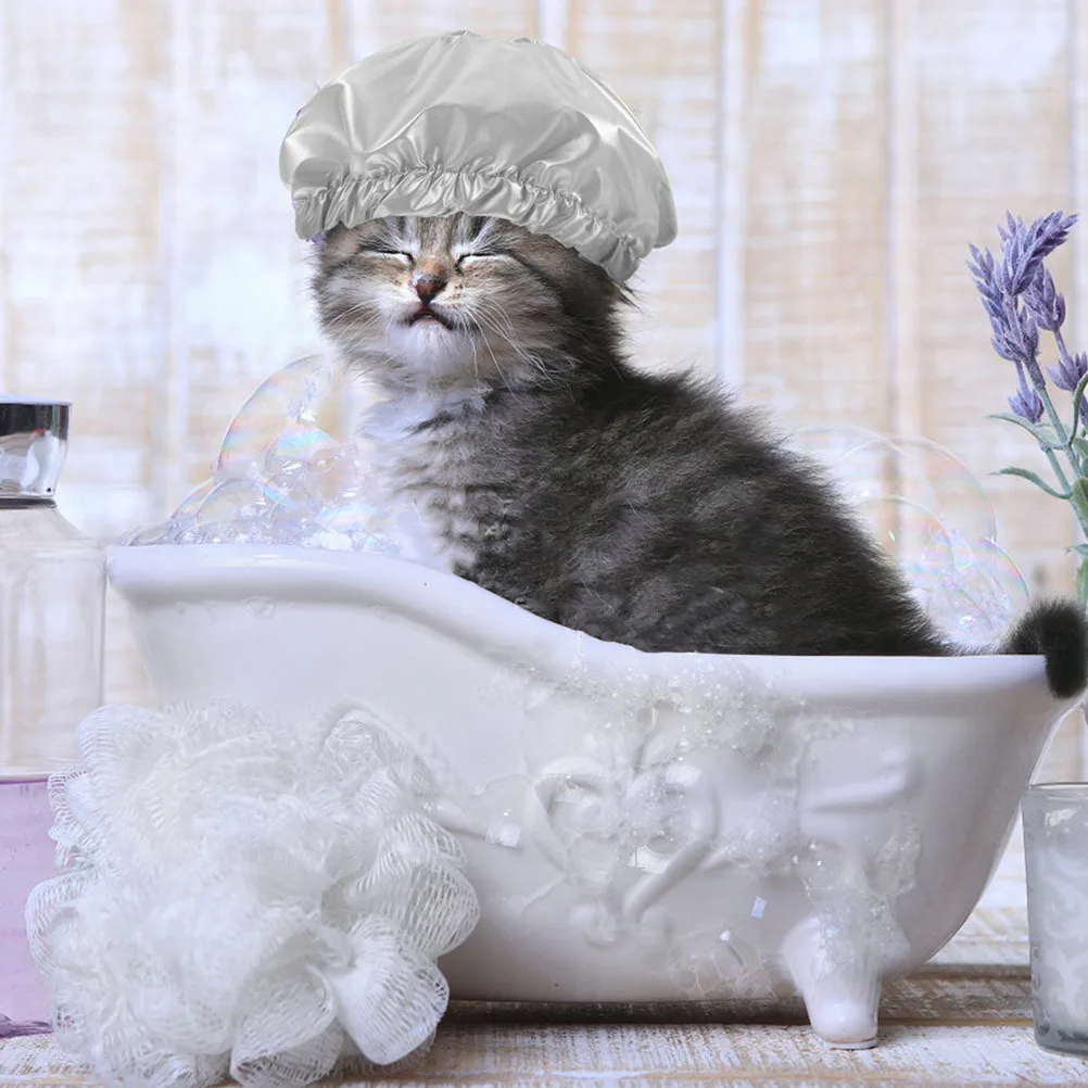 

Waterproof Pet Shower Hat Comfy Wear Prevent Water Entering Ears Kitten Bath Caps Pet Shower Cap Bathroom Dog Bath Hat