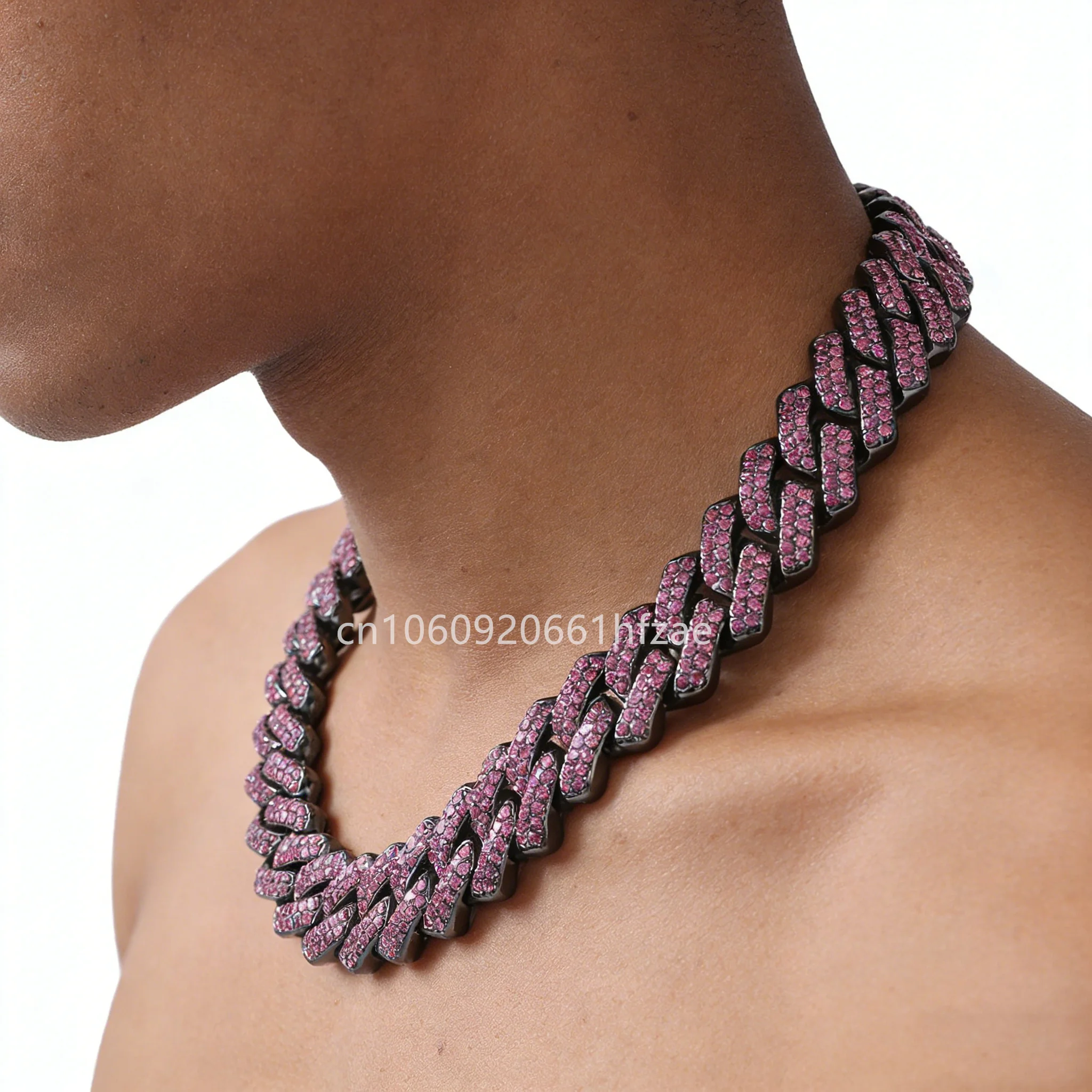 14/15mm Purple Lab Diamond Dog Cuban Chain Collar Secure Buckle Pet Necklace Jewelry Accessories For Small Medium Large Dogs Cat