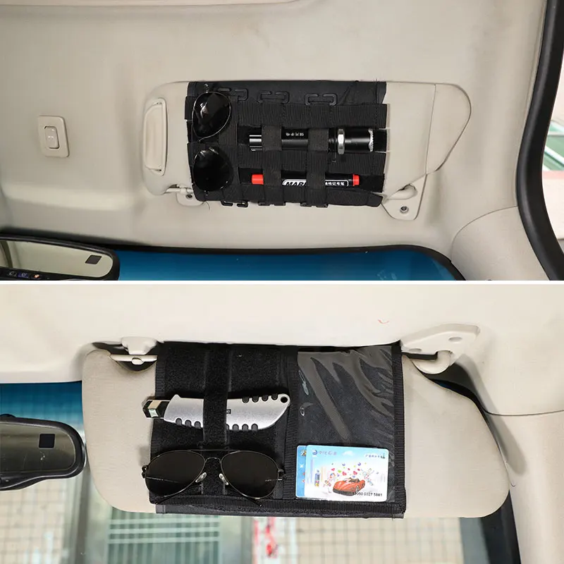 

For Hummer H3 2005-2009 Oxford cloth/nylon webbing Black Car Sun Visor Organizer Panel Multi-pocket Storage Bag Auto Accessories