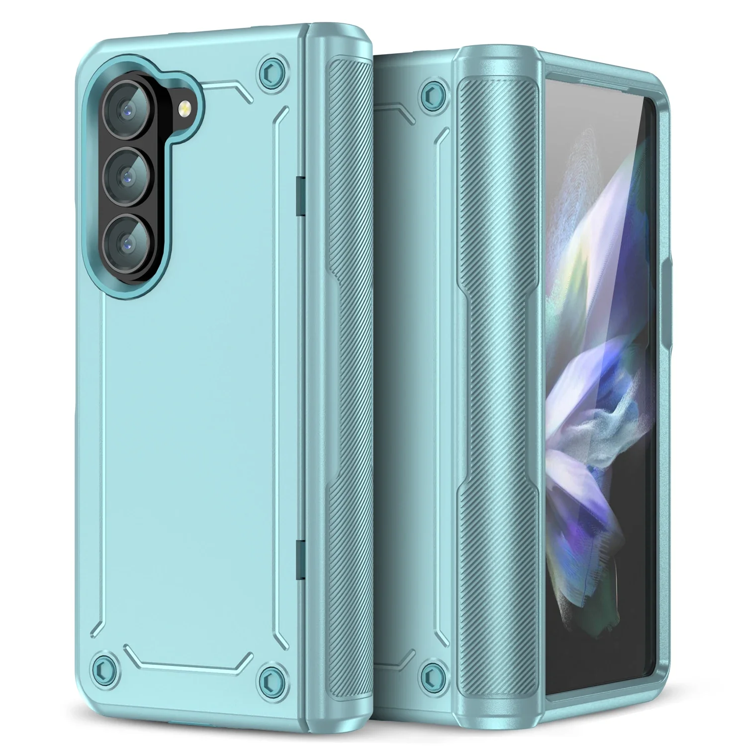 For Galaxy Z Fold 5 Fold5 Non-Fingerprint Hinge Protection Case for Samsung Galaxy Z Fold 5 Zfold5 Dual Layer Phone Cover