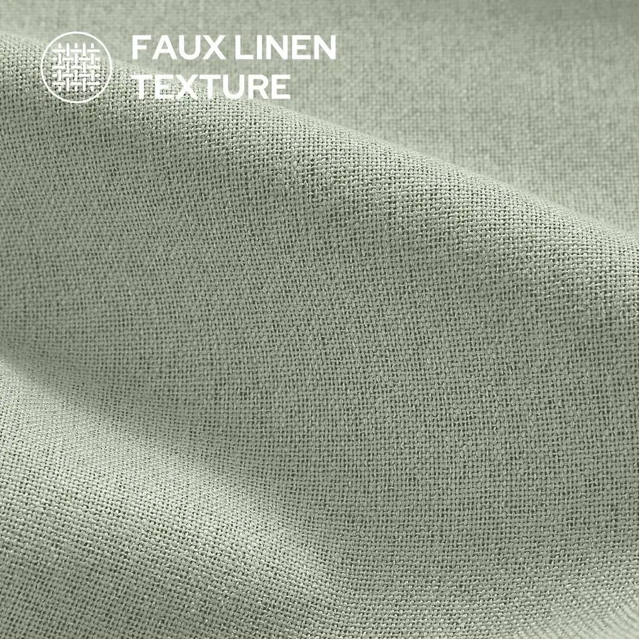 ผ้าม่านกันแสงสีเขียวเซจ 100 ผืน สำหรับห้องนอน ขนาด 52 x 84 นิ้ว 2 ผืน ผ้าลินินเทียม ป้องกันความร้อน พร้อมห่วงตาไก่