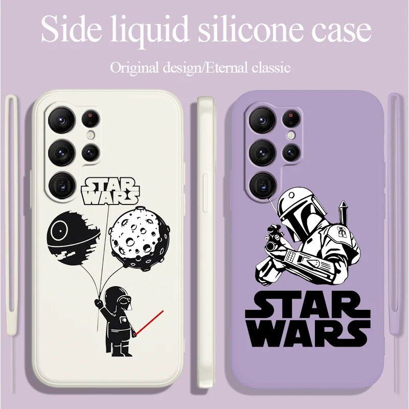 

Cool Cartoon Star Wars Soft Case For Samsung S23 S22 S21 S20 FE S10 Plus Lite Ultra 5G Liquid Rope Phone Cover