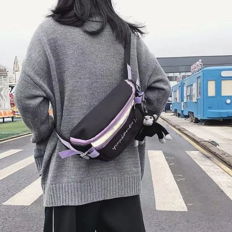 Sac de poitrine en toile unisexe, grande capacité, sacoche Anti-vol, nouvelle tendance de rue, pochette décontractée pour l'extérieur