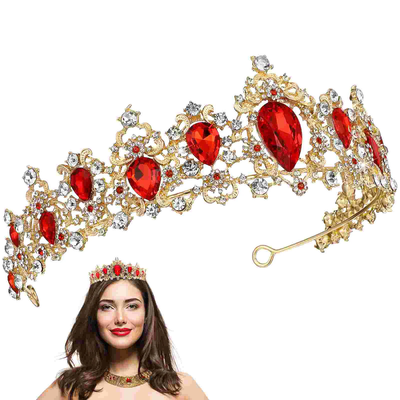 Wedding Tiara Royal Crown Bridal Choker Necklace for Women Hair Accessories Big