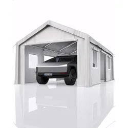 Carport Heavy Duty 20'x13'x11', szopa do przechowywania na zewnątrz z 4 rolowanymi drzwiami i okienami wentylacyjnymi, przenośny garaż