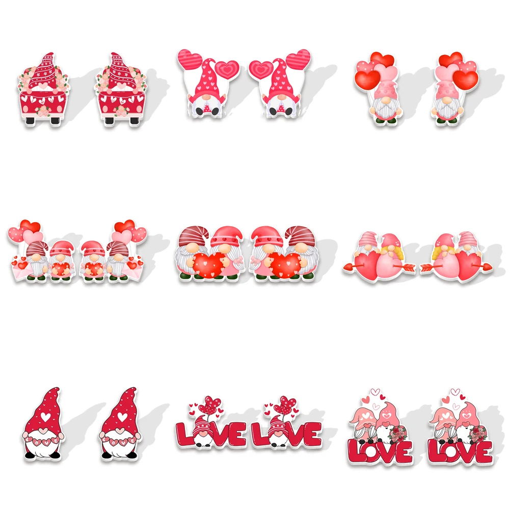 

acrylic Valentine's Day Gnome Print Resin Earrings Cartoon Earrings for Women Gifts Children