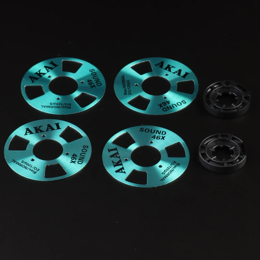 Metal (Aluminum) Reel for Homemade Reel To Reel Cassette Tape   (Pack of 4 Reels + 2 Creamy White Supply Wheel)