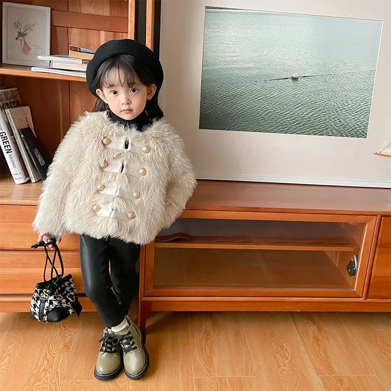 Girl's Toka imitation fur coat autumn and winter fashion new item for children's baby girls, with a stylish and fragrant style,