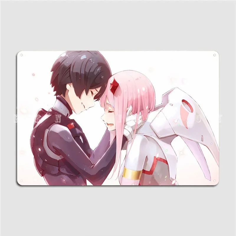 Zero Two Hiro Metal Sign Wall Wall Decor Club Home Personalized Tin Sign Poster