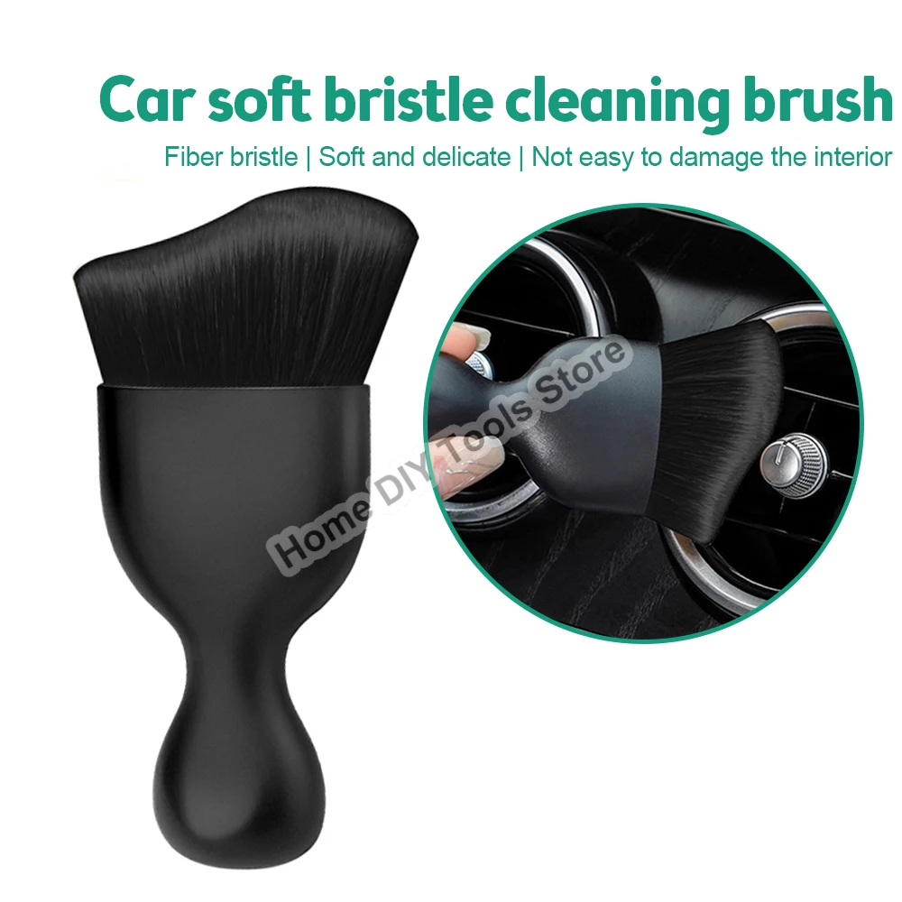 Cepillo de limpieza interior del coche Consola central Herramienta de limpieza de salida de aire Cepillo suave con cáscara Cepillo de eliminación de polvo para grietas del coche