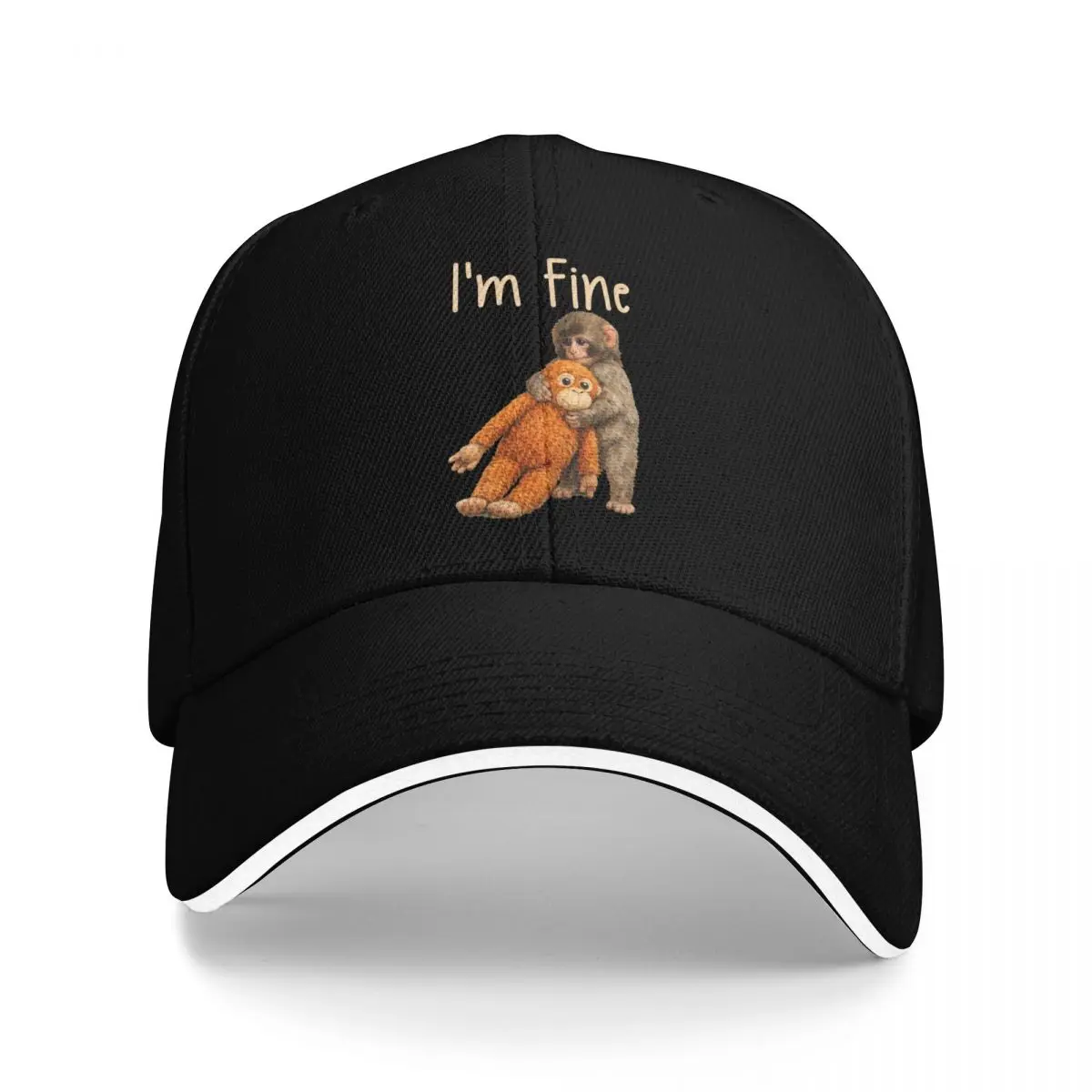 Baseball Caps Sad Monkey Punch Meme With An Orange Toy I'm Fine Trending Graphic Female Male Sport Summer Hats